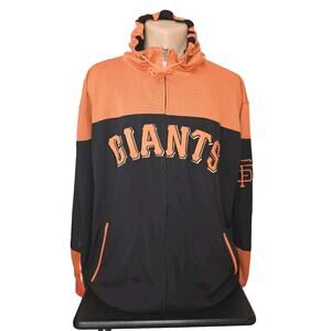 EUC! San Francisco Giants Men's Jacket 2XL Blk Majestic Full Zip Windbreaker MLB